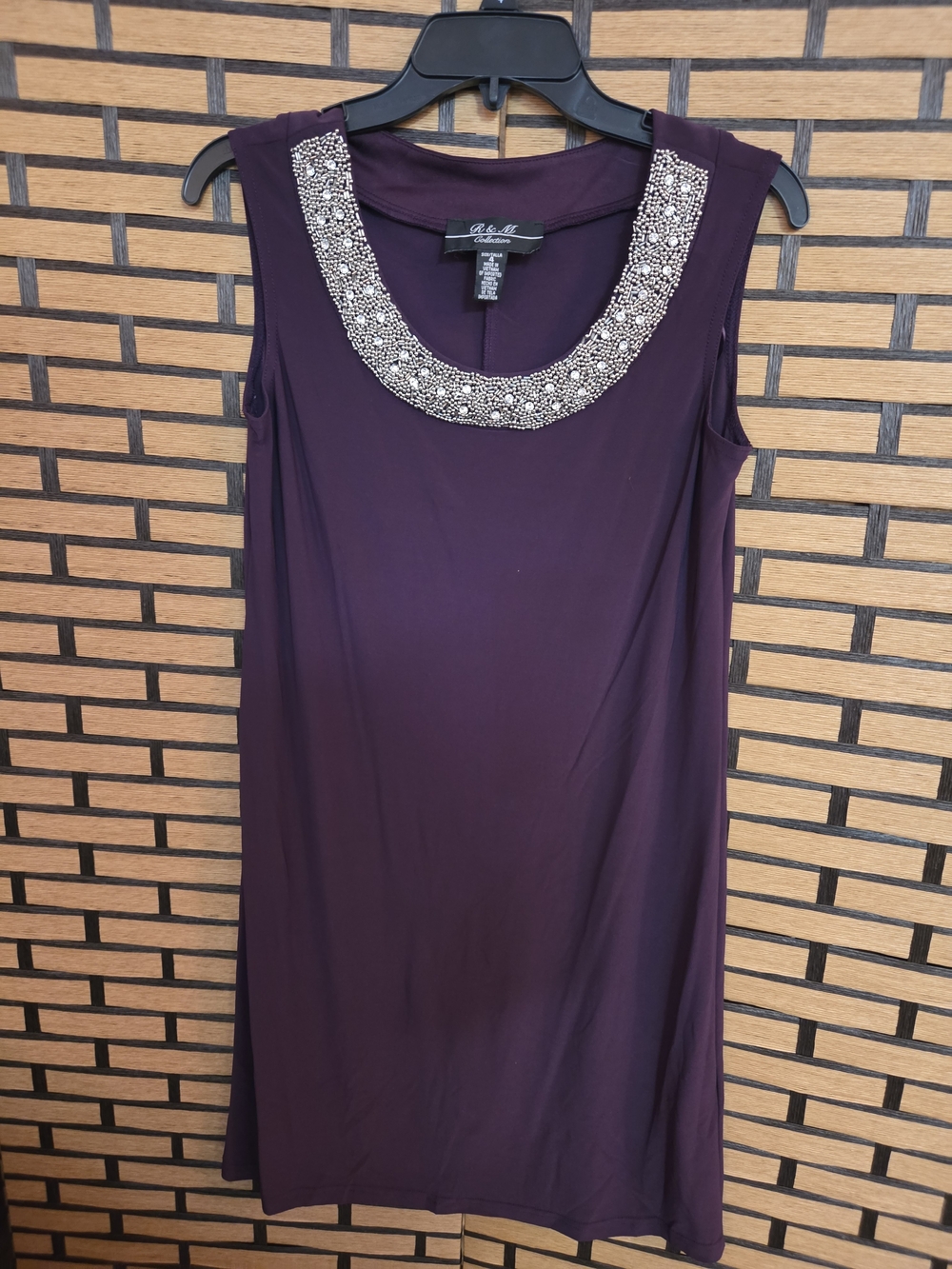 Beaded Neckline Sleeveless Purple Women’s Mini Dress